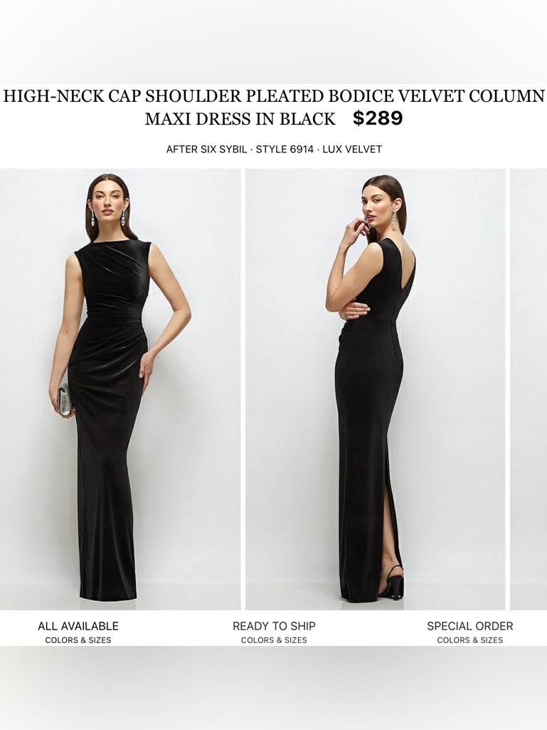 After Six Black Velvet High-Neck Cap Sleeve Maxi Dress